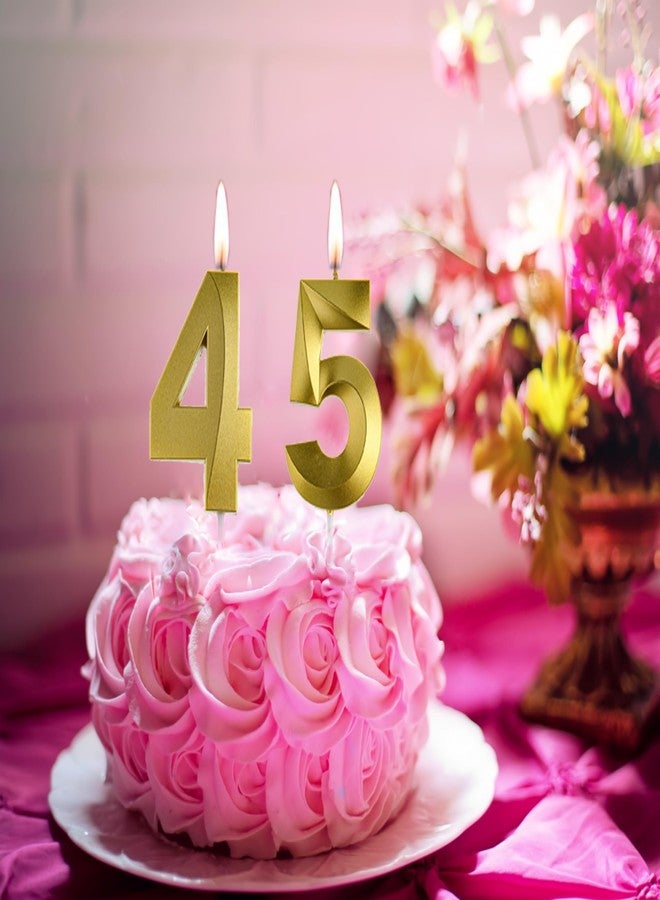 Qj-solar شموع ذهبية لعيد الميلاد 45 و 54، زينة كعكة عيد الميلاد 45 و 54، شموع كعكة عيد الميلاد 45 للرجال أو النساء - Image 4